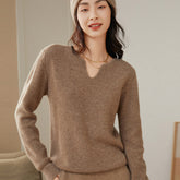 V-neck Simple Fashionable Versatile Knitted  Sweater